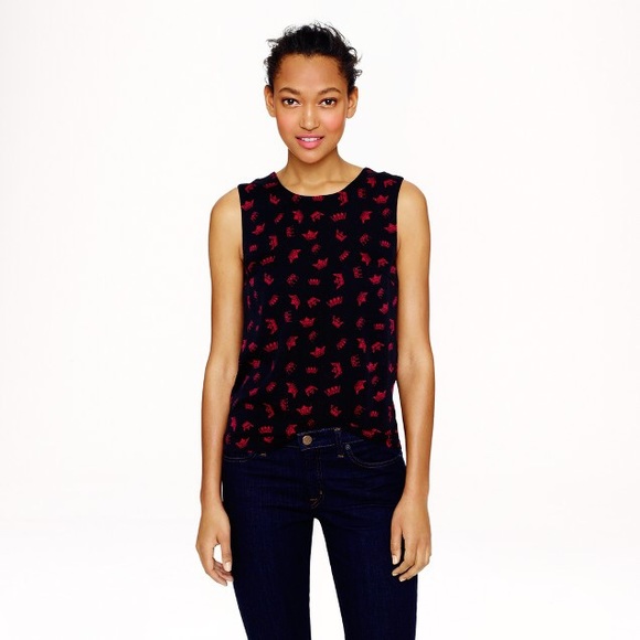 New J Crew Piamita Loulou shell in crown print. - Picture 1 of 2